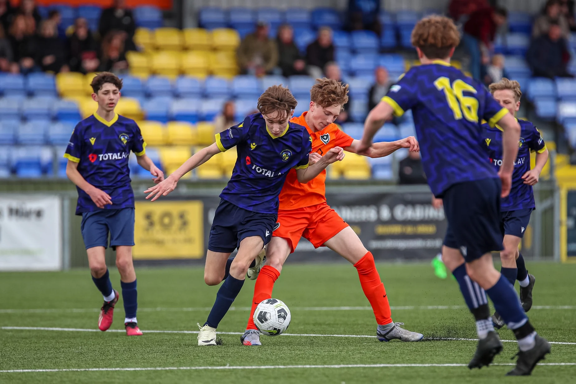 Louie Viccars challenging for possession